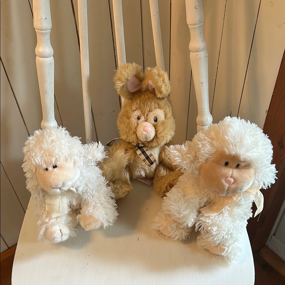 Russ Berrie Plush Lot - Baasley, Lilli & Toffee Stuffed Animals, Bunny, lambs